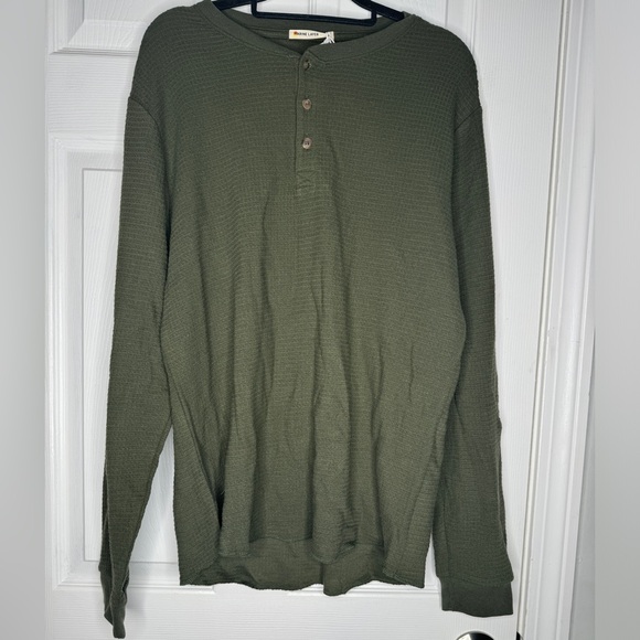 MARINE LAYER NWT Men’s Long Sleeve Box Waffle Knit Henley Forest Night Size M - Picture 3 of 10